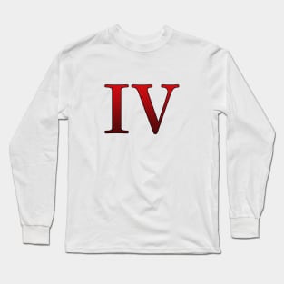 Red Roman Numeral 4 IV Long Sleeve T-Shirt